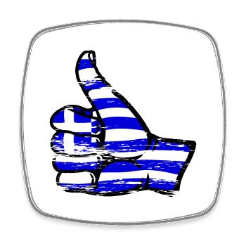 Drapeau de la Grèce OK Symbole utilisé - Magnet carré - blanc - Devant