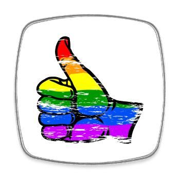 Drapeau de couleur arc-en-ciel à la main utilisé toute l’icône claire - Magnet carré - blanc - Devant