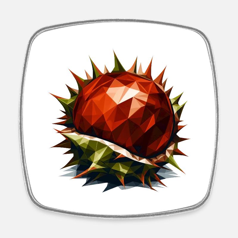 Châtaignier polygonal : arbre à feuilles caduques automnale - Magnet carré - blanc