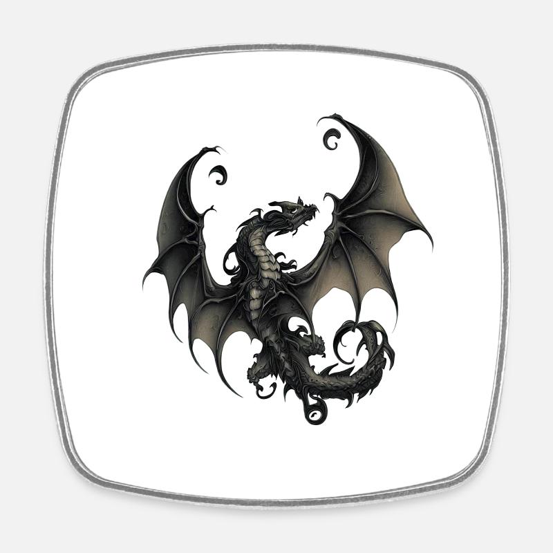 Dragon Flying Fairytale Winged Mythical Sinister - Square fridge magnet - white