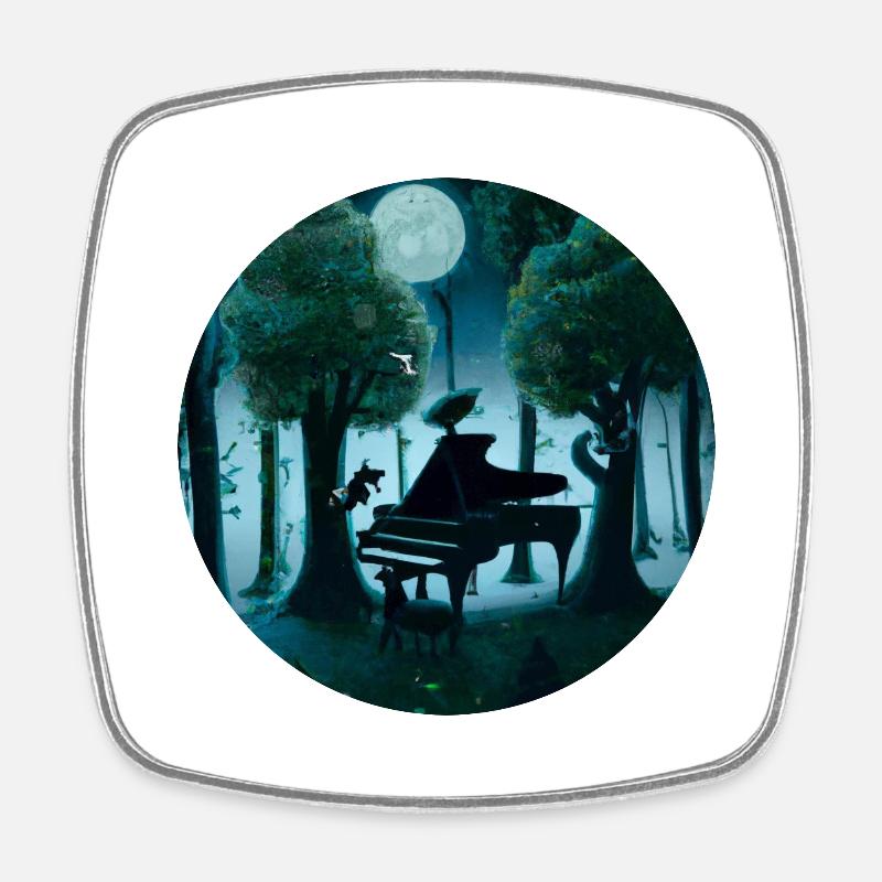 Piano in the forest - Square fridge magnet - white