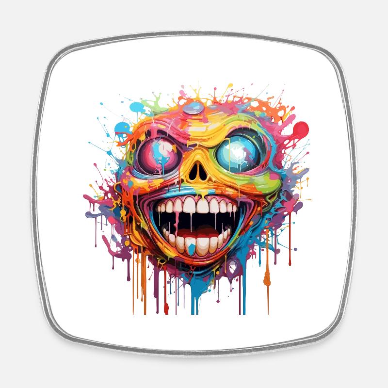 Crazy Skull - Square fridge magnet - white