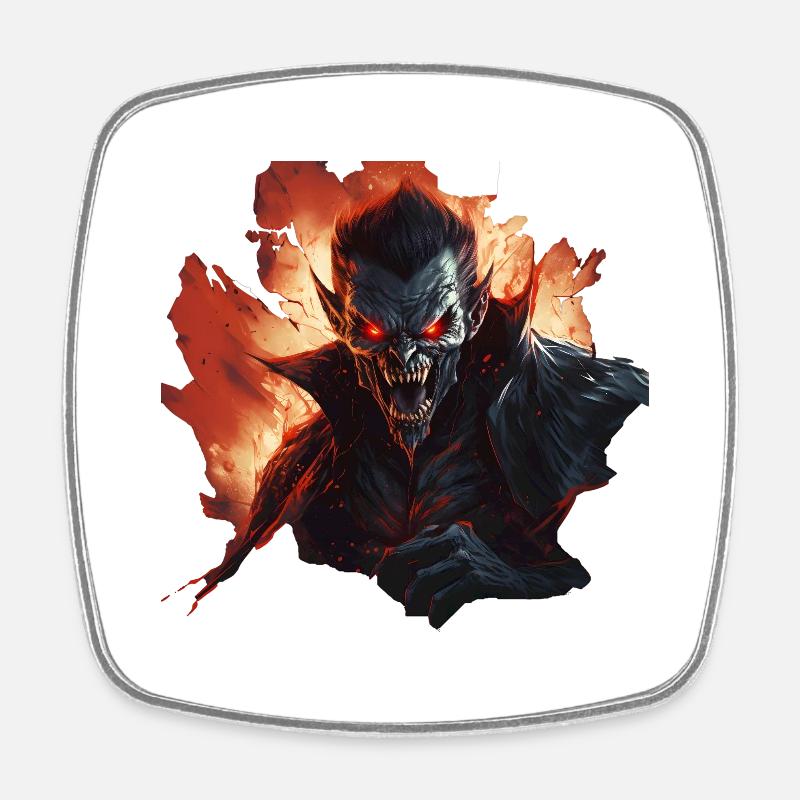 angry vampire monster in a realistic comic - Viereckiger Kühlschrankmagnet - Weiß