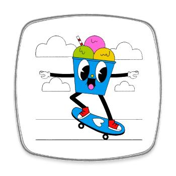 Skate Funny - Square fridge magnet - white - Front