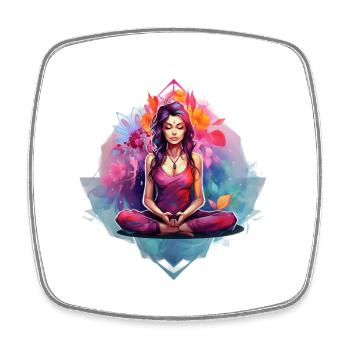 meditierende Frau, Meditation, Mudras, Chakren - Viereckiger Kühlschrankmagnet - Weiß - Vorne