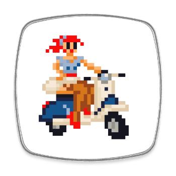 pixel pinup: scooter - Viereckiger Kühlschrankmagnet - Weiß - Vorne