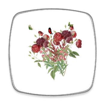Bouquet de fleurs rouge vintage - Magnet carré - blanc - Devant