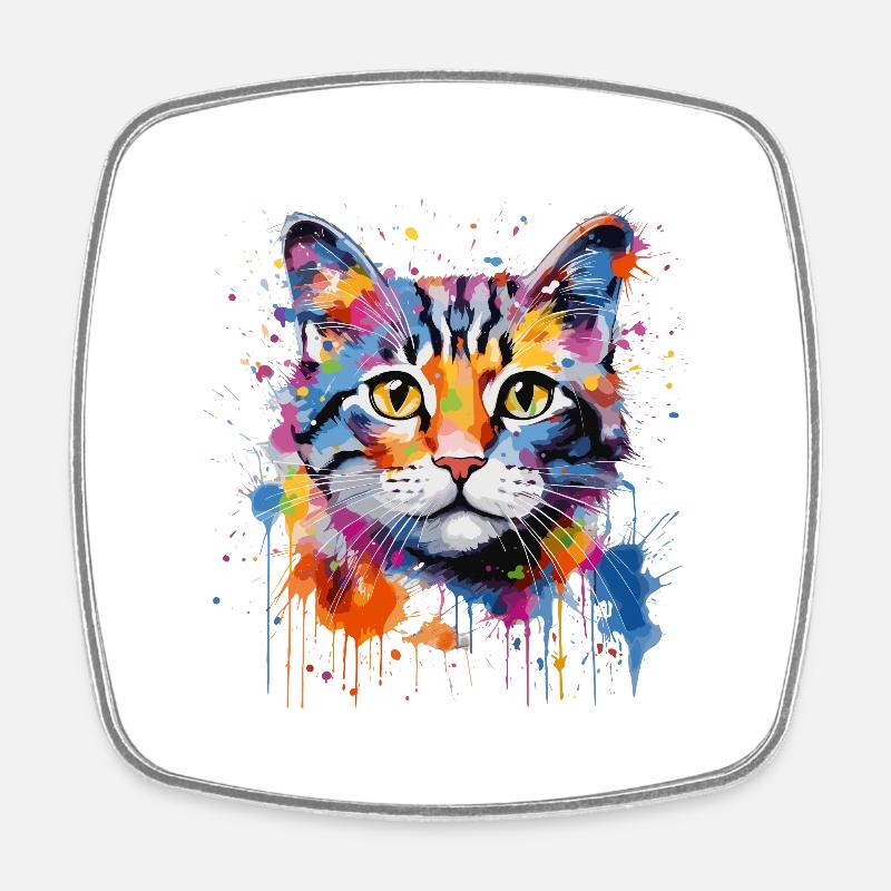 Chat mignon - Magnet carré - blanc