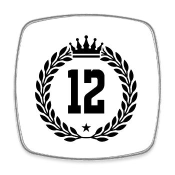 12 Couronne - Magnet carré - blanc - Devant
