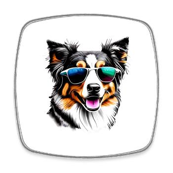 Australian Shepherd Dog Owner Dog Puppy - Square fridge magnet - white - Front