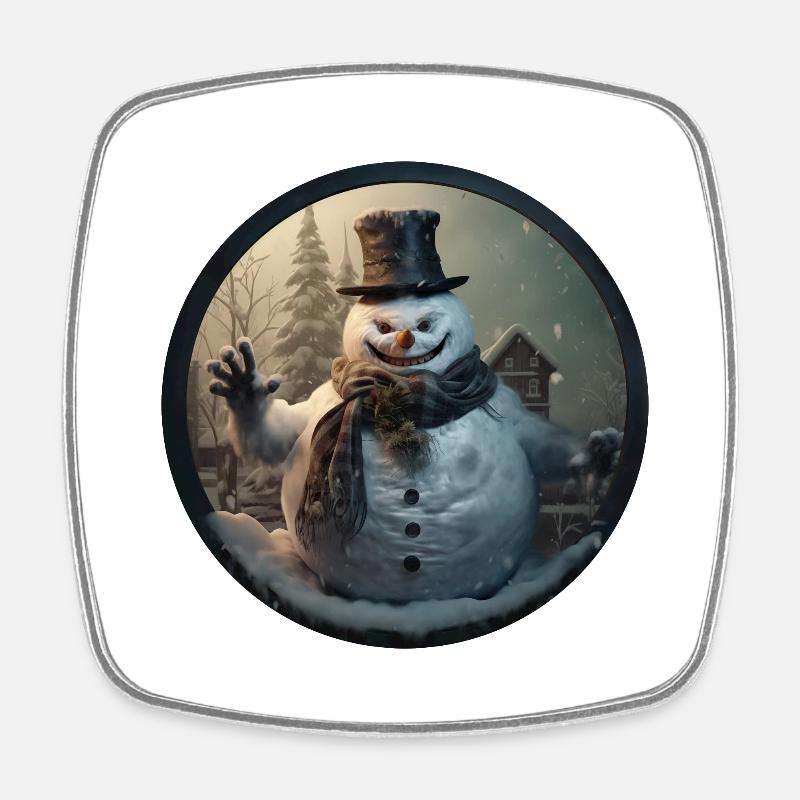 Snowman - Square fridge magnet - white