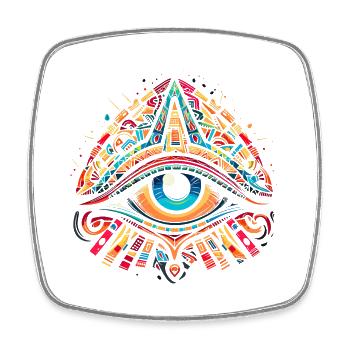 Lebendiges Doodle Auge des Horus - Bunte Karikatur - Viereckiger Kühlschrankmagnet - Weiß - Vorne