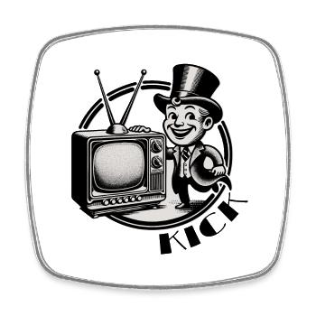 Retro Kick TV - Mainstream abschalten - Viereckiger Kühlschrankmagnet - Weiß - Vorne