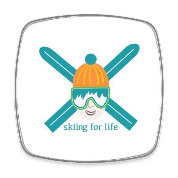 Skiing 4 Life - Square fridge magnet - white - Front