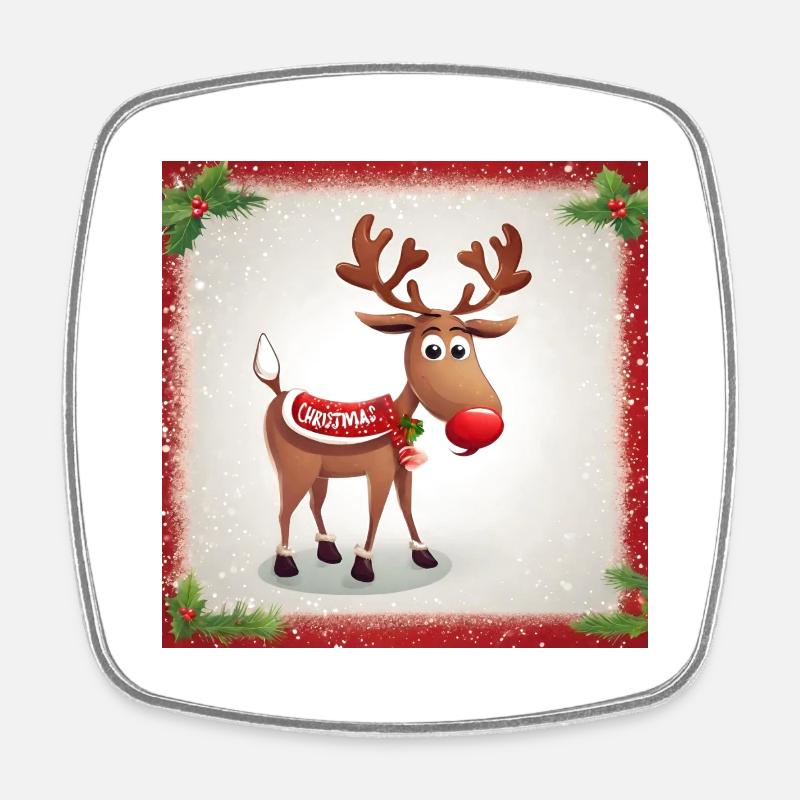 Reindeer Christmas - Square fridge magnet - white