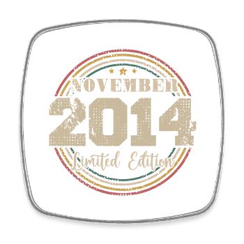 Cadeau D'anniversaire, Vintage Né En Novembre 2014 - Magnet carré - blanc - Devant