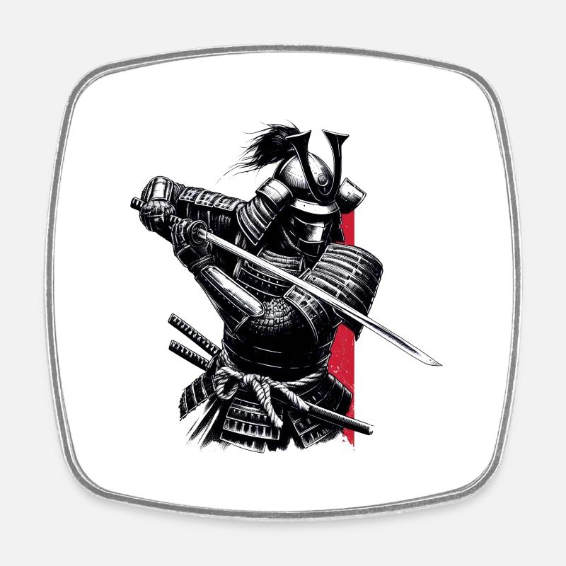 Samurai - Square fridge magnet - white