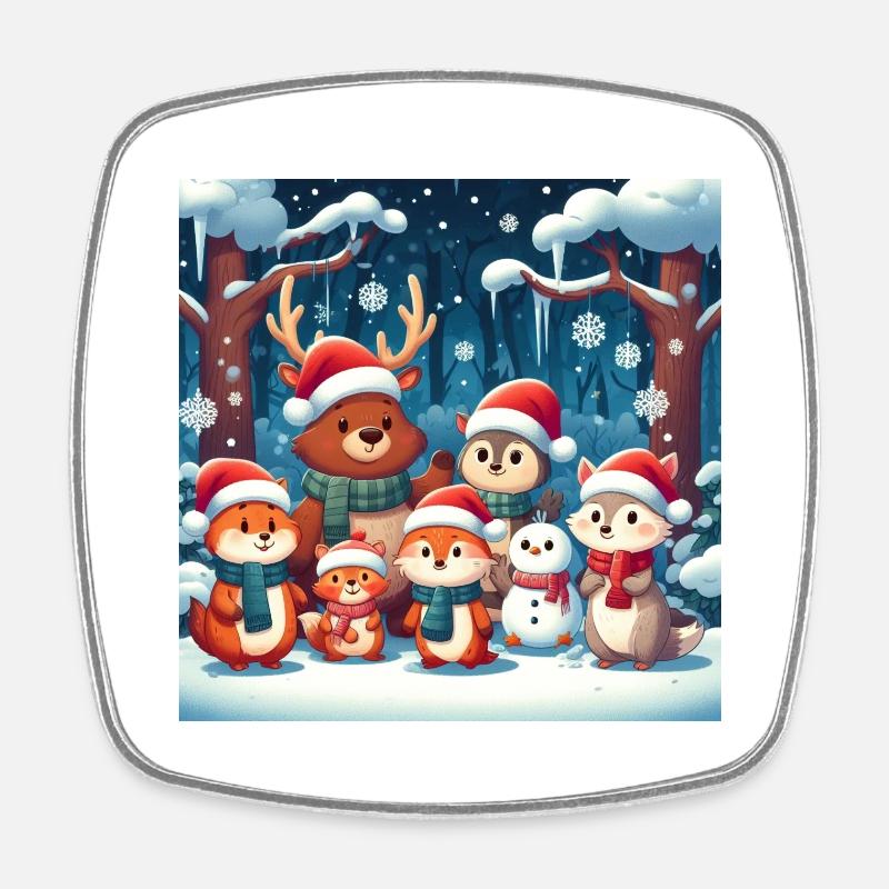 Christmas Animals - Square fridge magnet - white
