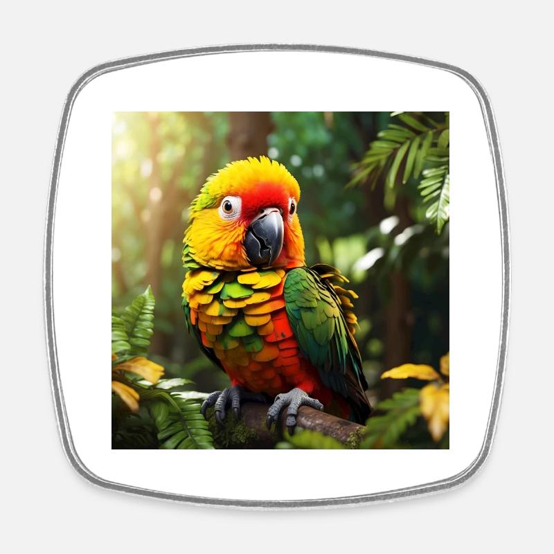 Parrot - Magnet carré - blanc
