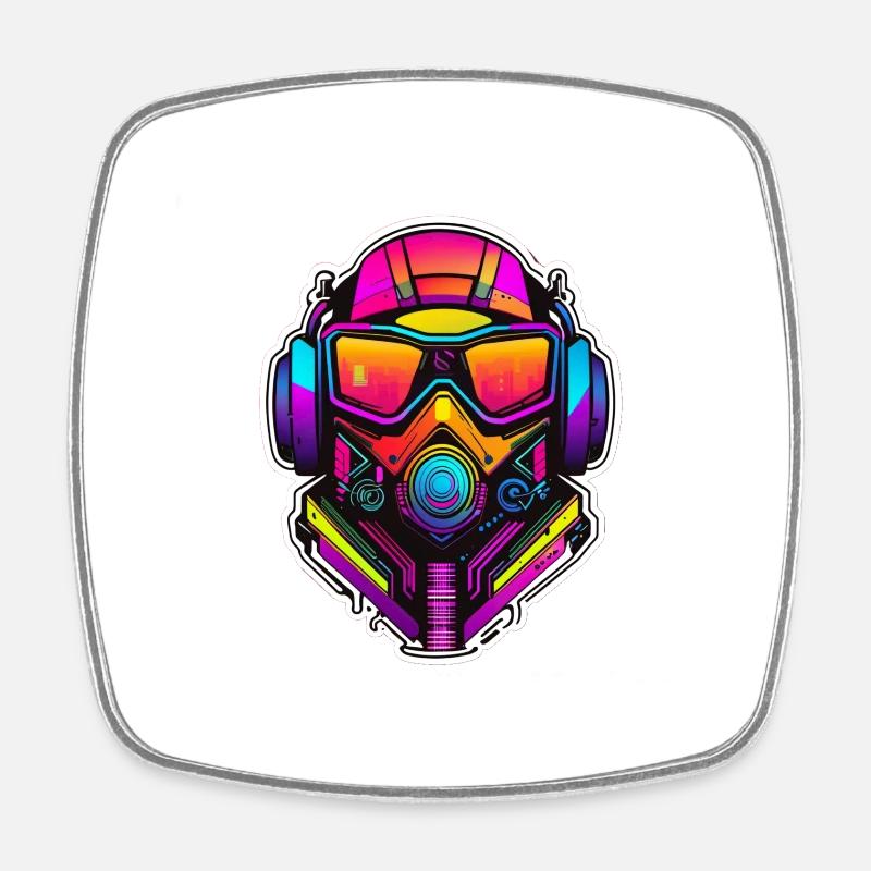 Multicolored cyber punk logo - Square fridge magnet - white