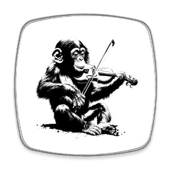 Violin in Monkey Orchestra StreetArt Banksy Style - Square fridge magnet - white - Front