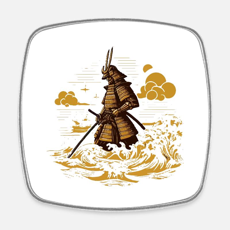 Samurai - Viereckiger Kühlschrankmagnet - Weiß