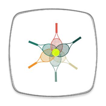 Raquette de tennis colorées -idée cadeau tennis - Magnet carré - blanc - Devant