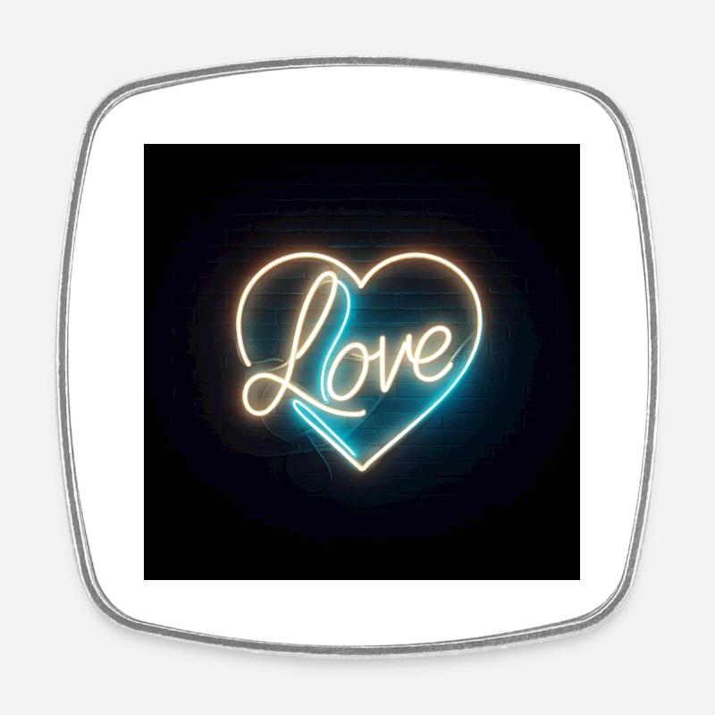Neon Heart - Square fridge magnet - white