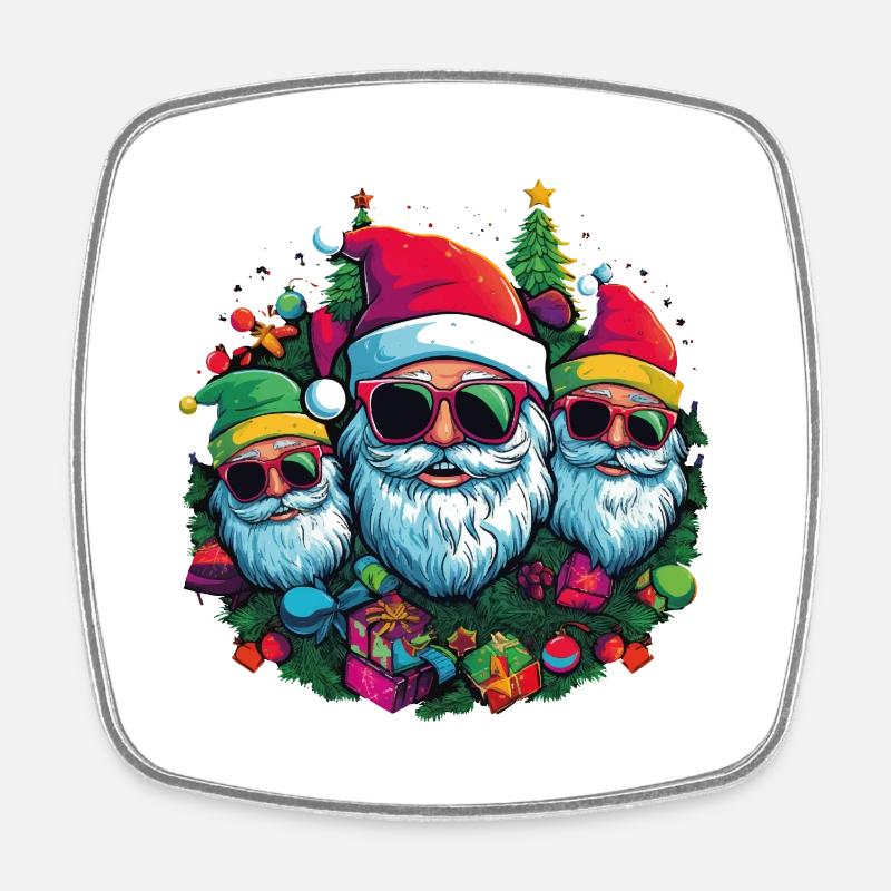 Cool Santas with sunglasses - Square fridge magnet - white