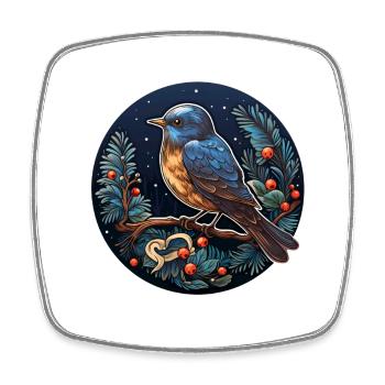 Nuit d’hiver avec oiseau - Magnet carré - blanc - Devant