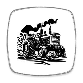 Tractor - Square fridge magnet - white - Front