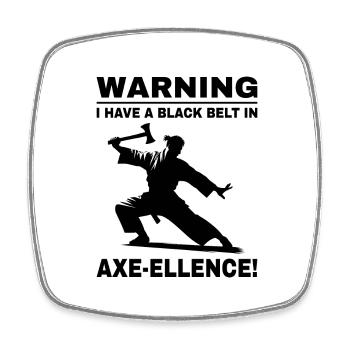 Axt Werfen Ninja Axt Werfer Schwarzgurt Lustig - Viereckiger Kühlschrankmagnet - Weiß - Vorne