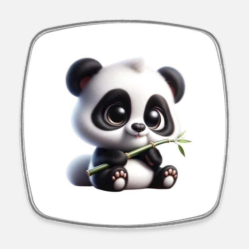 Panda - Magnet carré - blanc