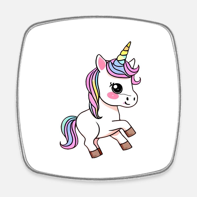 buntes Einhorn Fabeltier Mädchen süße Einhörner - Viereckiger Kühlschrankmagnet - Weiß