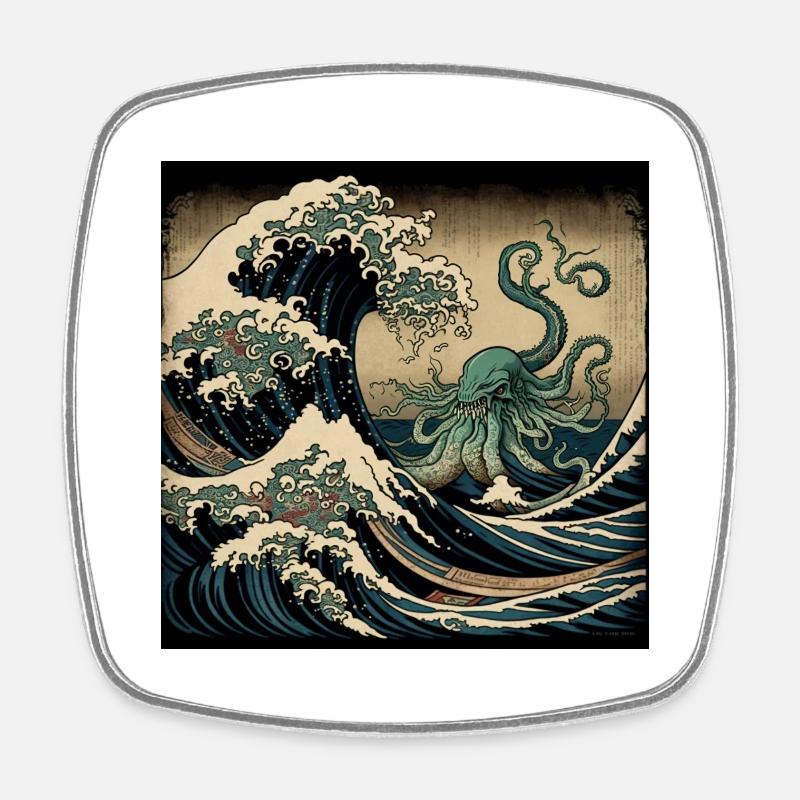 Big Wave - Square fridge magnet - white