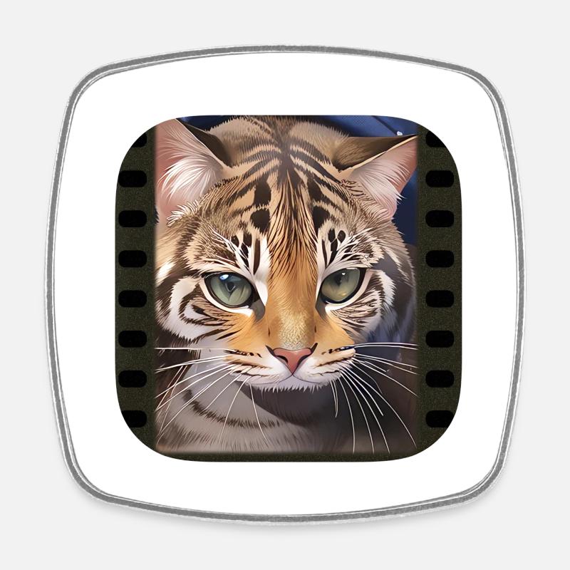 Chat tigre - Magnet carré - blanc