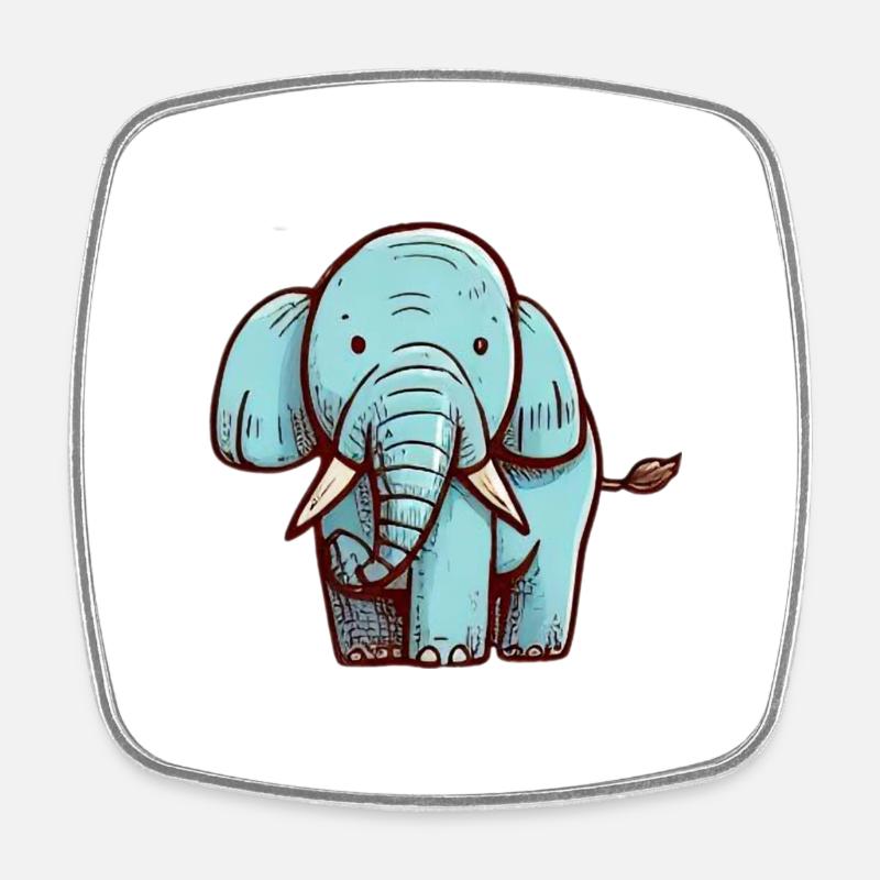 Éléphant - Magnet carré - blanc