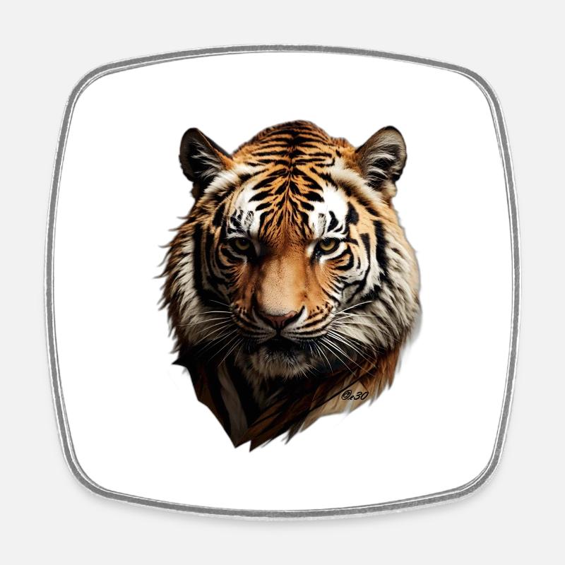 Tiger AI generiert by e30 - Viereckiger Kühlschrankmagnet - Weiß