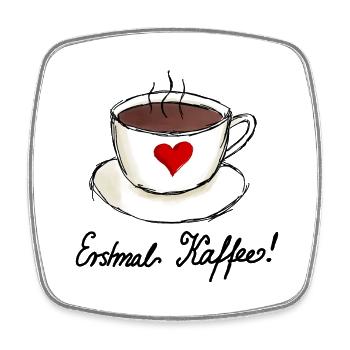 Erstmal Kaffee Ich liebe Kaffee - Viereckiger Kühlschrankmagnet - Weiß - Vorne