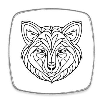 Wolf Face - Square fridge magnet - white - Front