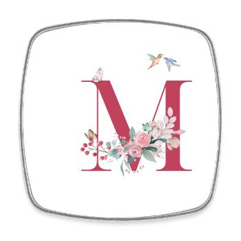 Buchstabe M Floral - Geschenkidee - Viereckiger Kühlschrankmagnet - Weiß - Vorne