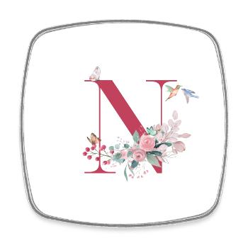 Buchstabe n Blumen - Geschenkidee - Viereckiger Kühlschrankmagnet - Weiß - Vorne