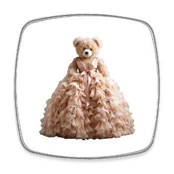 Teddy bear in wedding dress - Square fridge magnet - white - Front