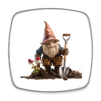 Humor im Garten mit Gartenzwerge - Viereckiger Kühlschrankmagnet - Weiß - Vorne