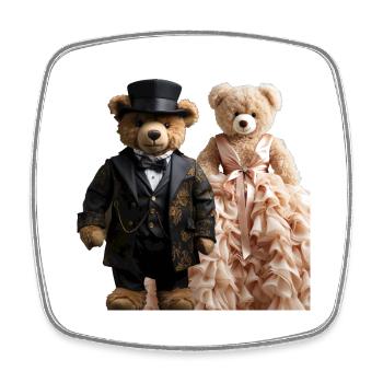 Zwei Teddybären frisch verheiratet - Viereckiger Kühlschrankmagnet - Weiß - Vorne