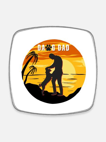 Dawg Dad Sunset Design - Square fridge magnet - white