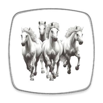 Chevaux - Magnet carré - blanc - Devant