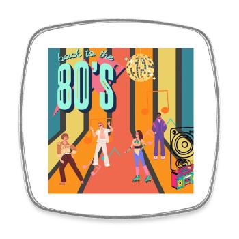 Retro-Rollenrille - Viereckiger Kühlschrankmagnet - Weiß - Vorne