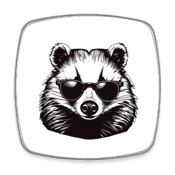 Badger / Rodent / Animal / Stripe / Wild - Square fridge magnet - white - Front