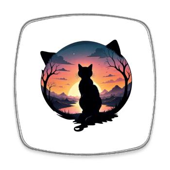 Cat Landscape and Sunset - Square fridge magnet - white - Front
